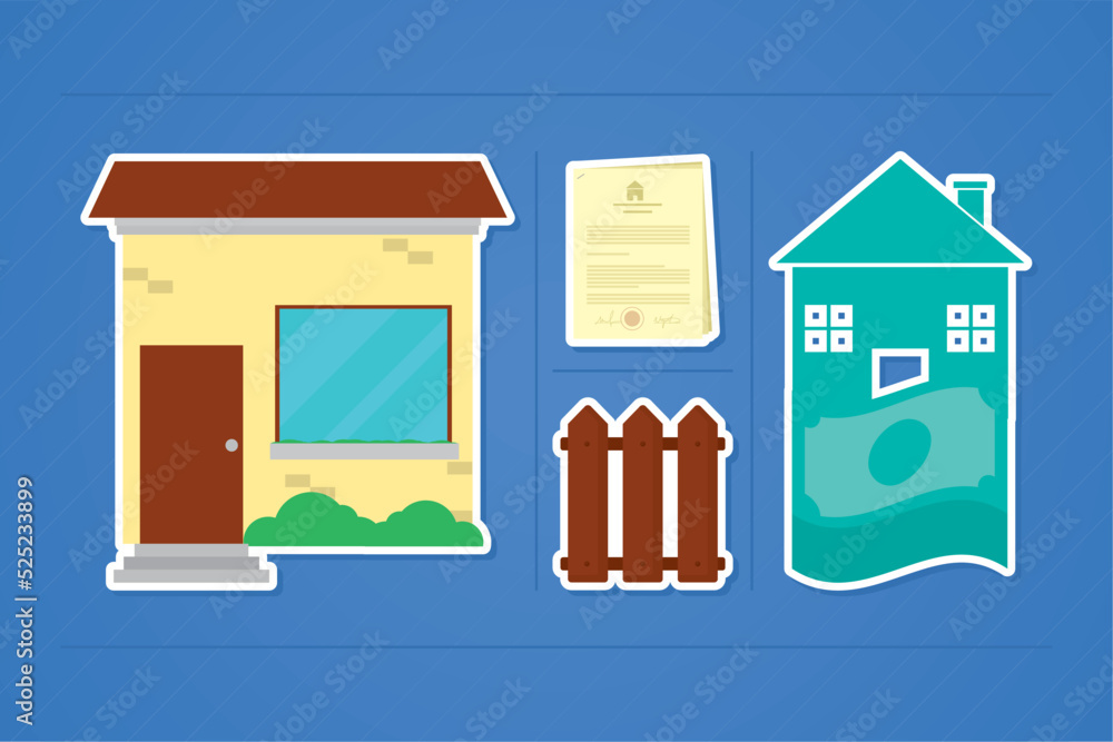 Poster icons set real estate