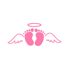 Vector design of newborn baby footprints with heart shape Leave space for adding text.