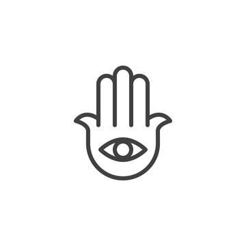 Hamsa Hand line icon