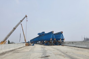 This is the steel structure of a launcher gantry that will be used for erection precast concrete I...