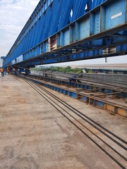 This is the steel structure of a launcher gantry that will be used for erection precast concrete I...