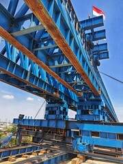 This is the steel structure of a launcher gantry that will be used for erection precast concrete I...
