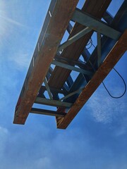 This is the steel structure of a launcher gantry that will be used for erection precast concrete I Girder.