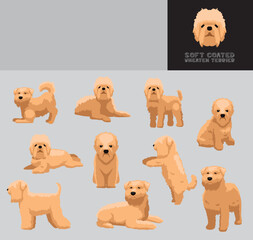 Dog Soft Coated Wheaten Terrier Cartoon Vector Illustration Color Variation Set