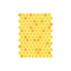 A beautiful yellow hexagonal honeycomb grid vector with honey dripping on the ground.