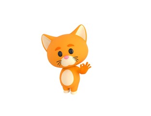 Obraz premium Orange Little Cat character shows okay or OK gesture in 3d rendering.