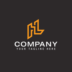 HL LH Alphabet Letters Logo Line Design Template Vector