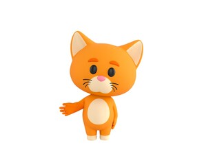 Obraz premium Orange Little Cat character Giving a helping hand in 3d rendering.