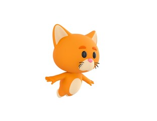 Orange Little Cat character flying in 3d rendering.