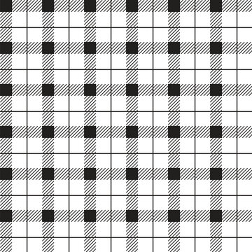 Black White Grey Cute Line Stripe Striped Plaid Checkered Scott Tartan Gingham Cartoon Vector Seamless Pattern Print Background