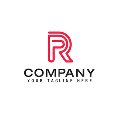 Alphabet letters Initials monogram logo PR RP P and R design template
