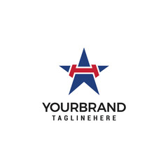 H logo star for branding company letter template vector illustration for your brand.