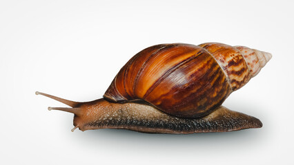 Garden snail on white background