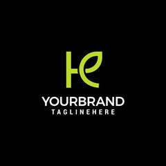 HE EH Abstract initial monogram letter alphabet logo design