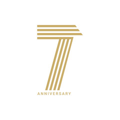 7th, 7 Years Anniversary Logo, Red Color, Vector Template Design element for birthday, invitation, wedding, jubilee and greeting card illustration.