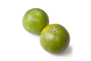 Clementine or tangerine orange fruit on white background.