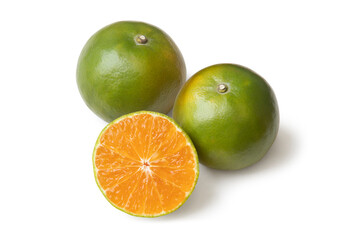 Clementine or tangerine orange fruit and cut in half sliced