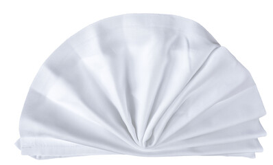 Serviette de table en tissu blanc, fond blanc 