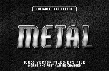 Metal 3d realistic text effect premium vectors