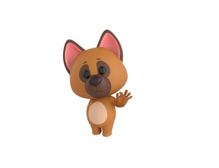 German Shepherd Dog character shows okay or OK gesture in 3d rendering.