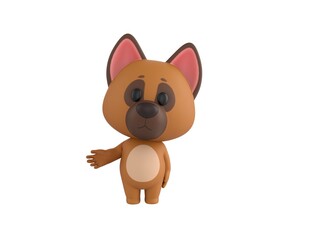 German Shepherd Dog character Giving a helping hand in 3d rendering.