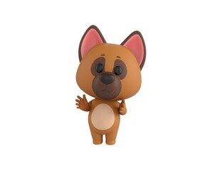 German Shepherd Dog character applauding in 3d rendering.