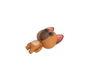 German Shepherd Dog character lying on floor in 3d rendering.