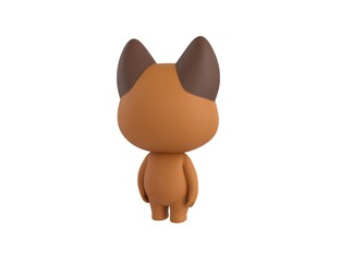 German Shepherd Dog character looking back in 3d rendering.