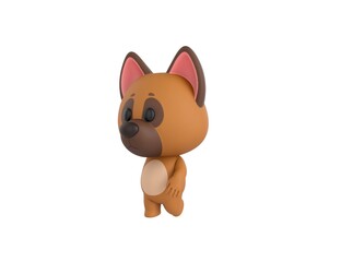 German Shepherd Dog character walking in 3d rendering.