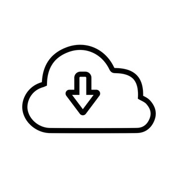 Cloud, data, download icon. Outline vector design.