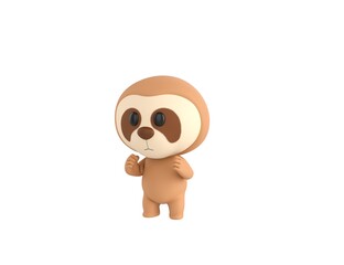 Little Sloth character fighting in 3d rendering.