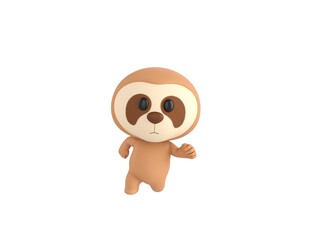 Obraz premium Little Sloth character running front view in 3d rendering.