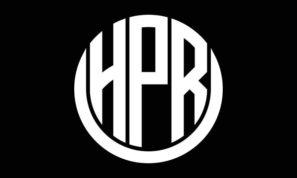 HPR shield in circle logo design vector template. letter mark, wordmark, monogram symbol on white background.