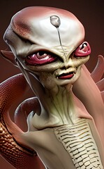 The Red alien - a digitally painted creative artwork