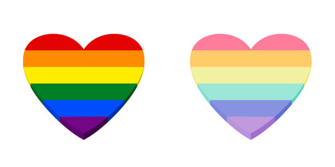Pride heart vector Lgbt symbol in rainbow colors. Vector illustration isolated on white background.