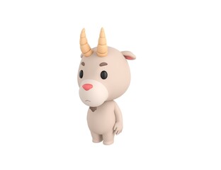 Fototapeta na wymiar Little Goat character standing in 3d rendering.