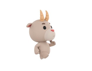 Little Goat character running in 3d rendering.