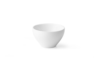 Empty ceramic cup on a white background with