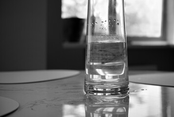 glass of water on a table