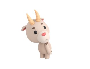 Fototapeta na wymiar Little Goat character looking over shoulder in 3d rendering.