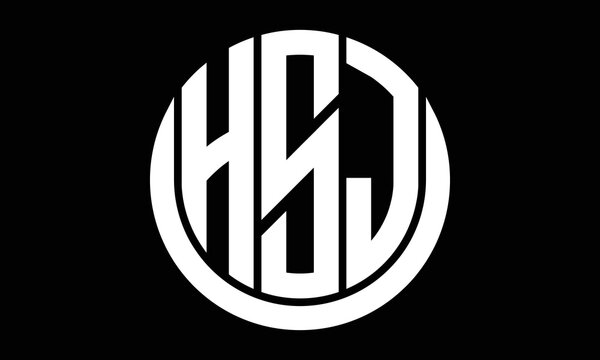 HSJ shield in circle logo design vector template. letter mark, wordmark, monogram symbol on white background.