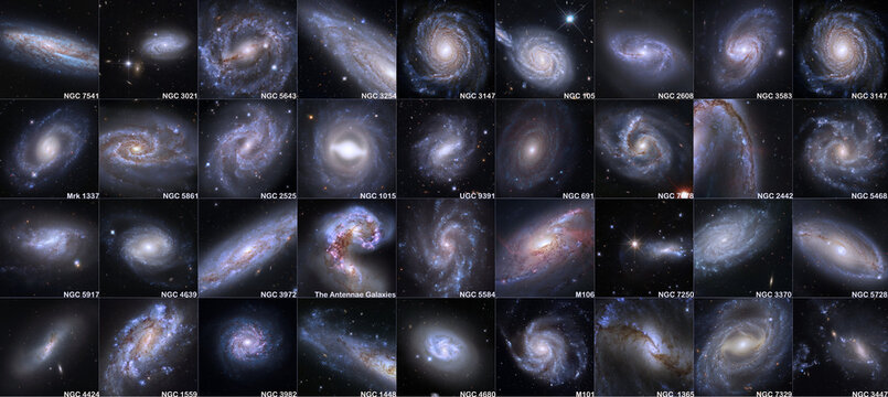 Spiral Galaxies with catalogue number, host of Cepheid Variables and Supernovae. Elements of this picture furnished by NASA