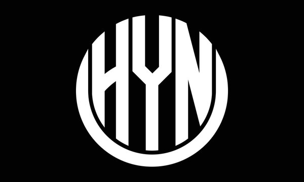 HYN shield in circle logo design vector template. letter mark, wordmark, monogram symbol on white background.