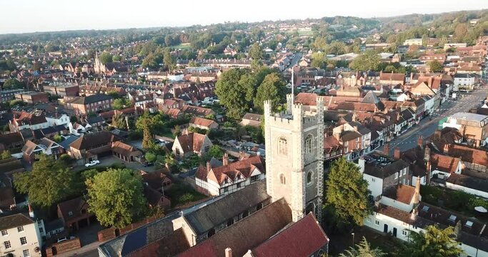 Tranquil drone shot of Henley on Thames, Oxfordshire. Filmed at sunrise in 4k.