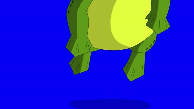 Little green frog croak and jumping chroma key 4K