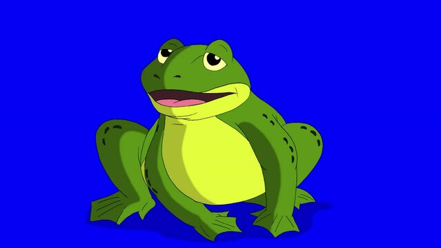Little green frog croaks chroma key 4K