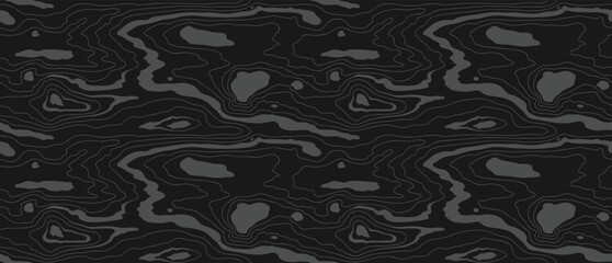 Grain wood panel texture. Rustic grayscale wooden wallpaper. Black washed wood. Table in top view. Wave line pattern. Vector background