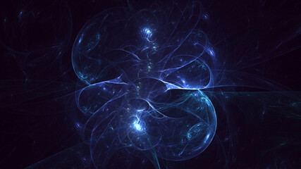 3D rendering abstract blue fractal light background