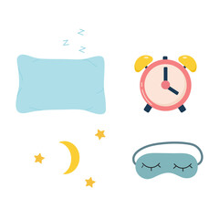 Set of pillow, sleep mask, alarm clock, moon