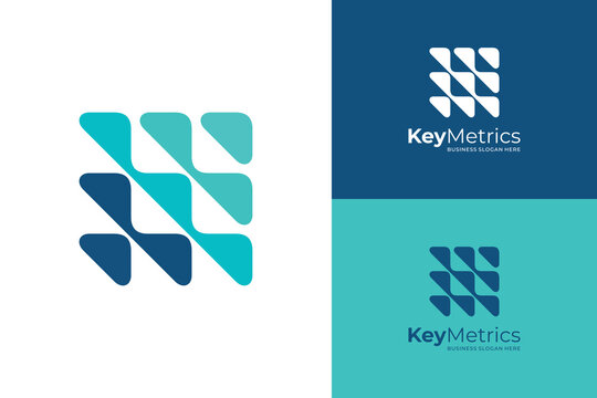 Key metric analyst logo icon blue vector template